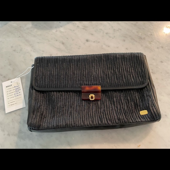 Bally Bags Bally Black Straw Clutch Bag Nwt Poshmark